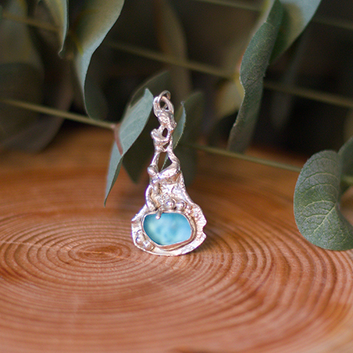 Molten Metal and Sea Glass Pendant - Image 3