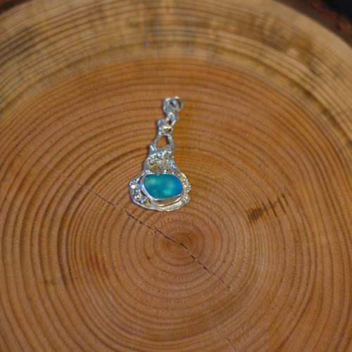 Molten Metal and Sea Glass Pendant - Image 2
